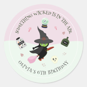 Sticker Rond Chaud vert sorcier Halloween anniversaire