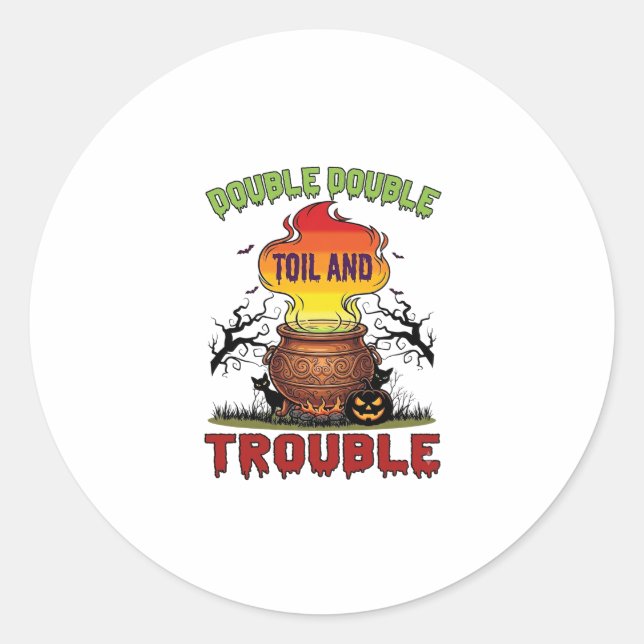 Sticker Rond Chaudière Double Travail Problème Halloween Chat N (Devant)