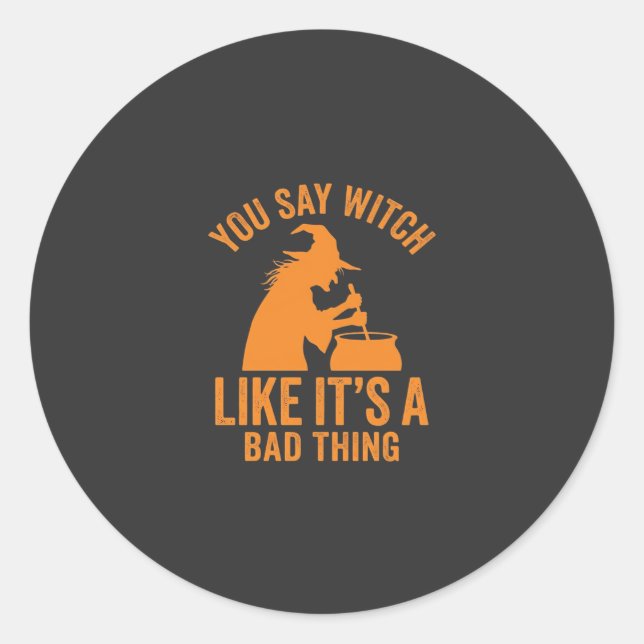 Sticker Rond Chaudron De Sorcière Drôle Halloween (Devant)