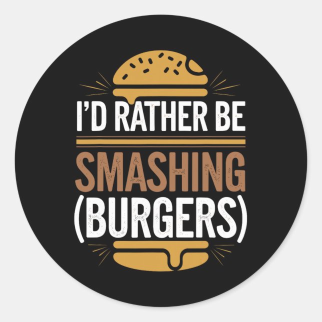 Sticker Rond Chauffage Burger Lover Grillé Cheeseburger Plat To (Devant)
