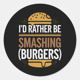 Sticker Rond Chauffage Burger Lover Grillé Cheeseburger Plat To