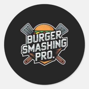 Sticker Rond Chauffage Burger Lover Grillé Cheeseburger Plat To