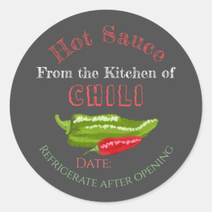 Sticker Rond Chauffage de Sauce Chaud Peppers Chalkboard Art ma