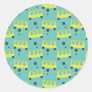Sticker Rond Chauffeur d'autobus scolaire Confettis jaunes Ense