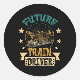 Sticker Rond Chauffeur de locomotive à vapeur Futur train