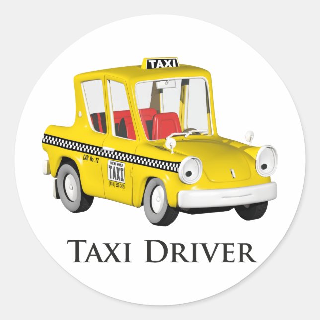 Sticker Rond chauffeur de taxi (Devant)