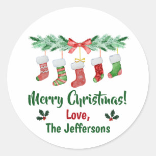 Sticker Rond Chaussettes de Noël suspendues