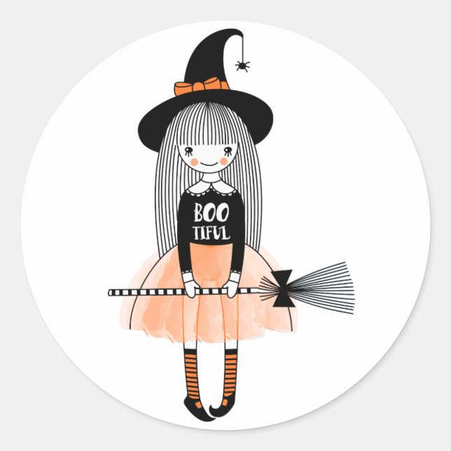 Sticker Rond Chaussettes rayées pour sorcière fille Happy Hallo (Devant)