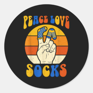 Sticker Rond Chaussettes rétro paix amour trisomie 21 sensibili