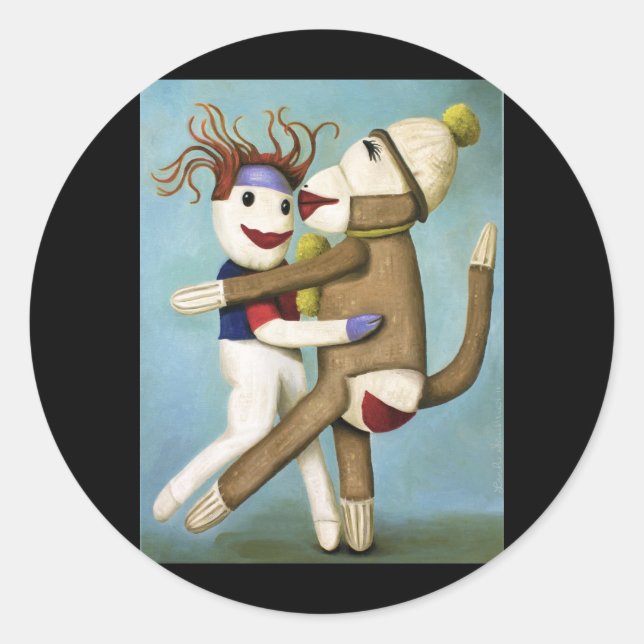 Sticker Rond Chaussettes Sale Dansant Le Tango (Devant)