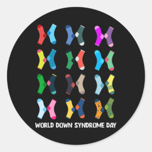 Sticker Rond Chaussettes World Down Syndrome Day Wdsd