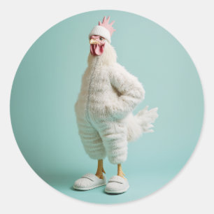 Sticker Rond Chaussons Anthropomorphes Cosy De Fer De Poulet