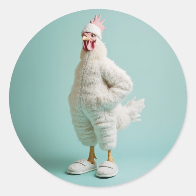 Sticker Rond Chaussons Anthropomorphes Cosy De Fer De Poulet (Devant)
