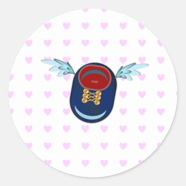 Sticker Rond Chaussure à ailettes dessin animé mignon et coeurs (Devant)