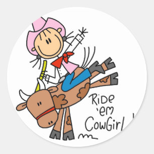 Sticker Rond Chaussure Cowgirl Riding Tshirts et cadeaux