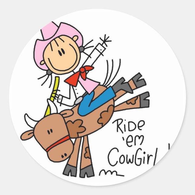 Sticker Rond Chaussure Cowgirl Riding Tshirts et cadeaux (Devant)