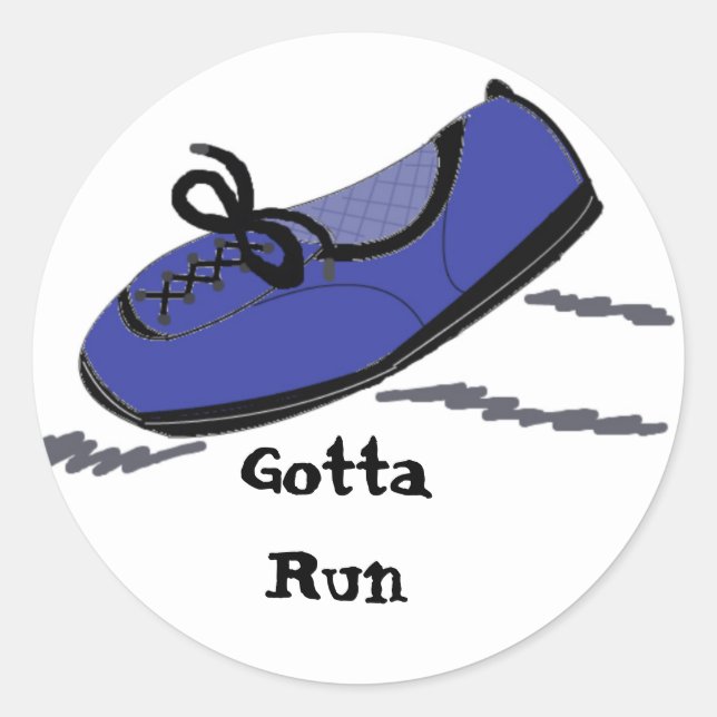 Sticker Rond Chaussure de course bleue - Faut que je coure (Devant)