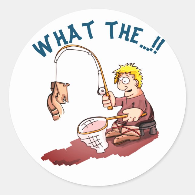 Sticker Rond Chaussure de pêche surprise (Devant)