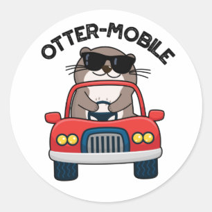 Sticker Rond Chaussure de voiture animal drôle Otter-mobile
