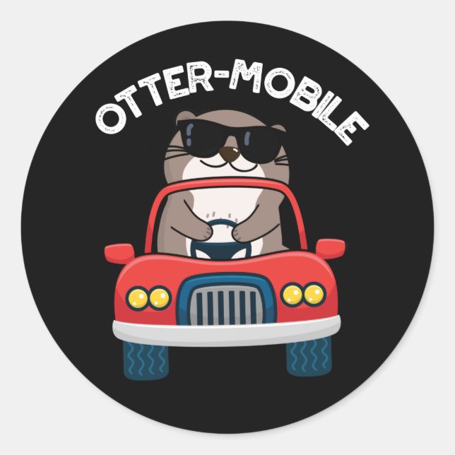 Sticker Rond Chaussure de voiture animal drôle Otter-mobile (Devant)