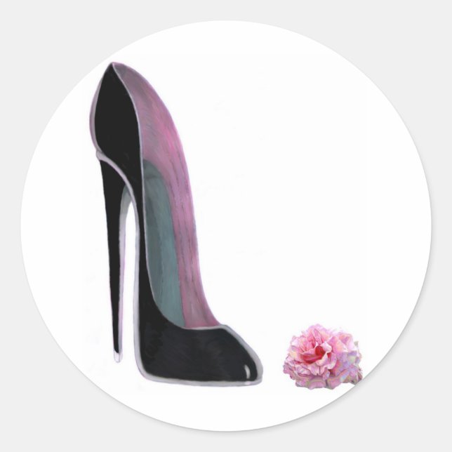 Sticker Rond Chaussure et Rose Black Stiletto (Devant)