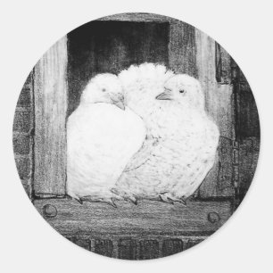 Sticker Rond CHAUSSURES BLANCHES À LA FENÊTRE noir et blanc