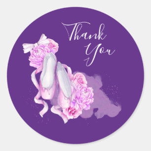 Sticker Rond Chaussures de ballet rose Aquarelle Merci