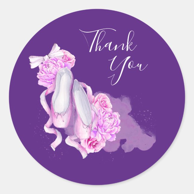 Sticker Rond Chaussures de ballet rose Aquarelle Merci (Devant)