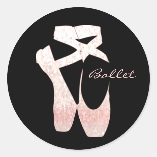 Sticker Rond Chaussures de Ballet Rose Soft Gradient Personnali (Devant)