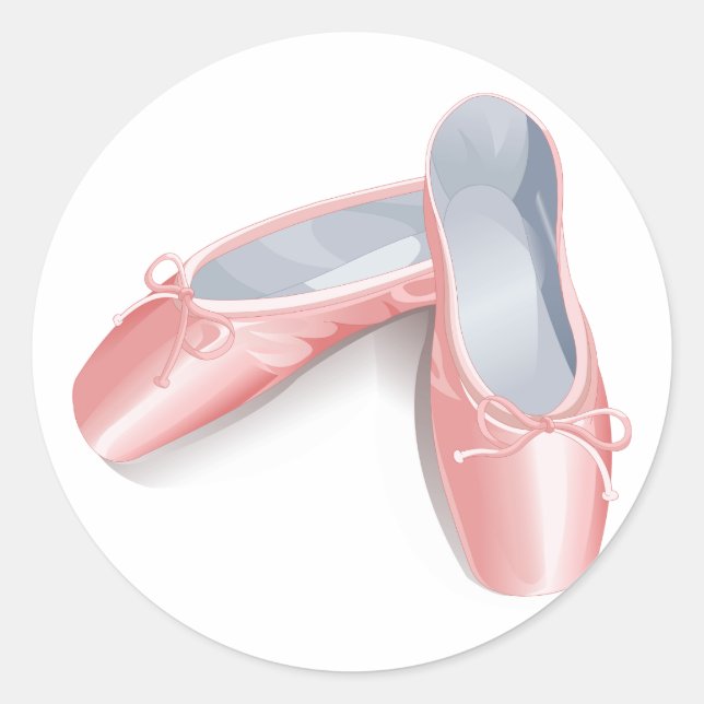 Sticker Rond Chaussures de ballet roses élégantes, chaussures d (Devant)
