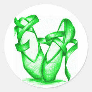 Sticker Rond Chaussures de Ballet Vertes