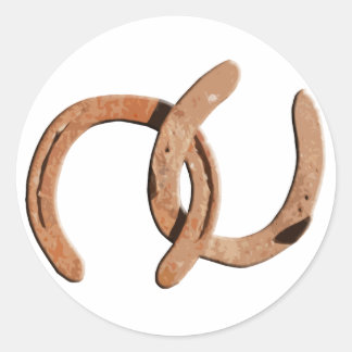 Sticker Rond Chaussures de cheval brun rouillé