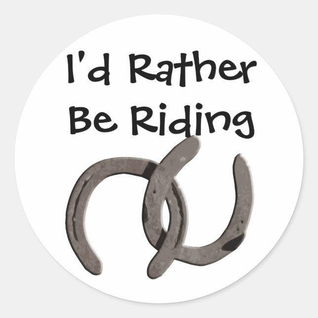 Sticker Rond Chaussures de Cheval gris Je Préférerais Faire Mon (Devant)