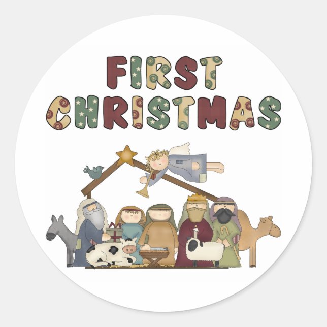 Sticker Rond Chaussures de Noël (Devant)