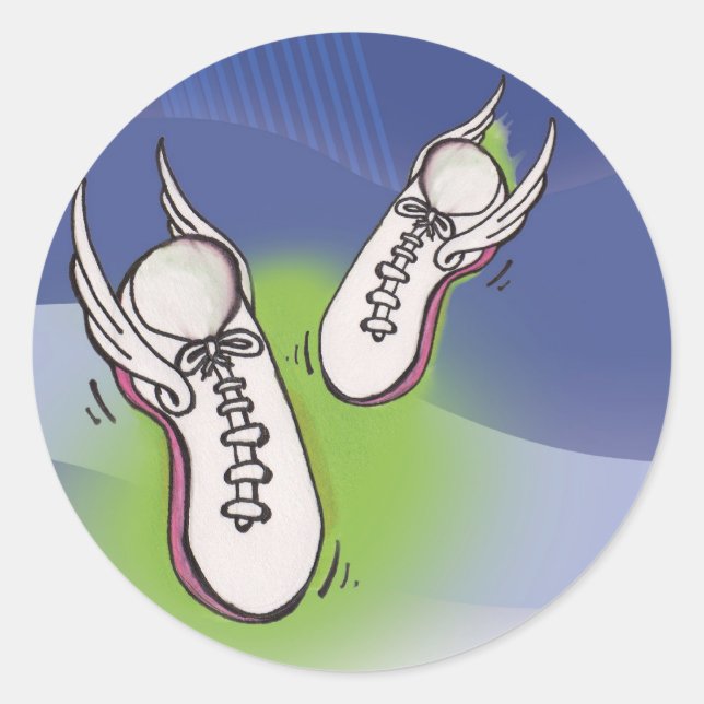 Sticker Rond Chaussures de tennis ailées (Devant)