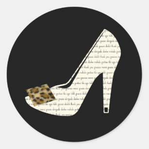 Sticker Rond Chaussures Empreintes de léopard multilingues en M