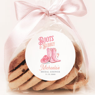 Sticker Rond Chaussures et bulles Fête de mariage western cowgi