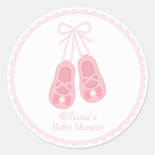 Sticker Rond Chaussures fille mignonne Ballerina Baby shower Ét (Devant)