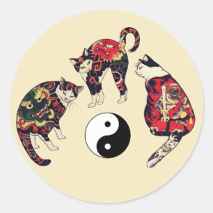 STICKER ROND CHAUSSURES JAPONAISES, DRAGON RED DEVIL TATTOOS, Y