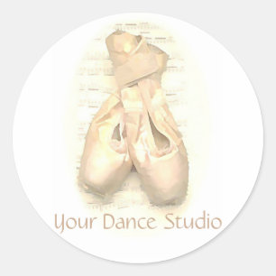 Sticker Rond Chaussures Pointe Ballet Peintes Personnalisées