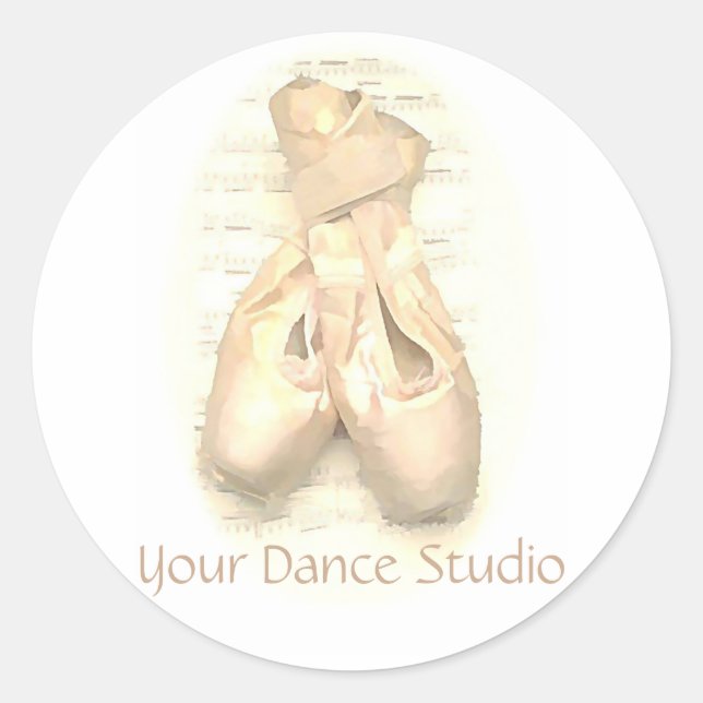 Sticker Rond Chaussures Pointe Ballet Peintes Personnalisées (Devant)