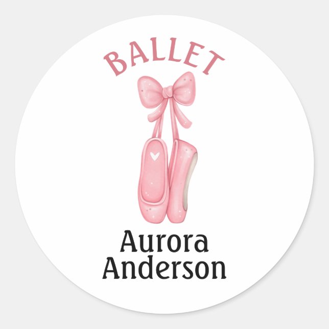 Sticker Rond Chaussures pointes de ballet rose pendants avec co (Devant)