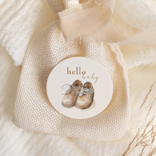 Sticker Rond Chaussures vintages Boho minimaliste Baby shower g