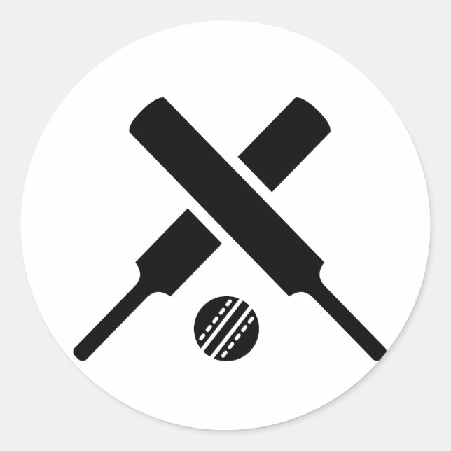 Sticker Rond Chauve-souris de cricket traversées (Devant)