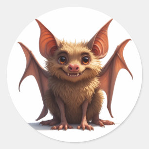 Sticker Rond Chauve-souris de dessin animé mignonne avec des ai