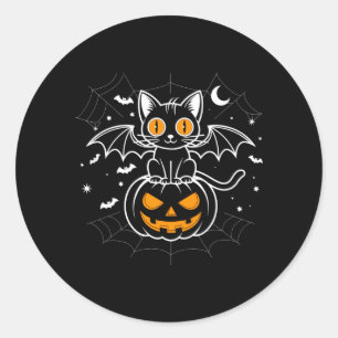 Sticker Rond Chauve-souris Halloween _ Chauve-souris à ailes de