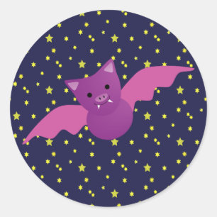 Sticker Rond Chauve-souris rose