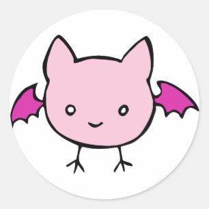 Sticker Rond Chauve-souris rose