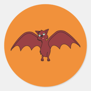 Sticker Rond Chauve volante Halloween en rouge Vampire