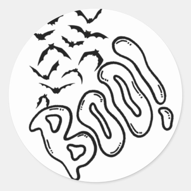 Sticker Rond Chauves-souris éffrayantes et conception d'Hallowe (Devant)